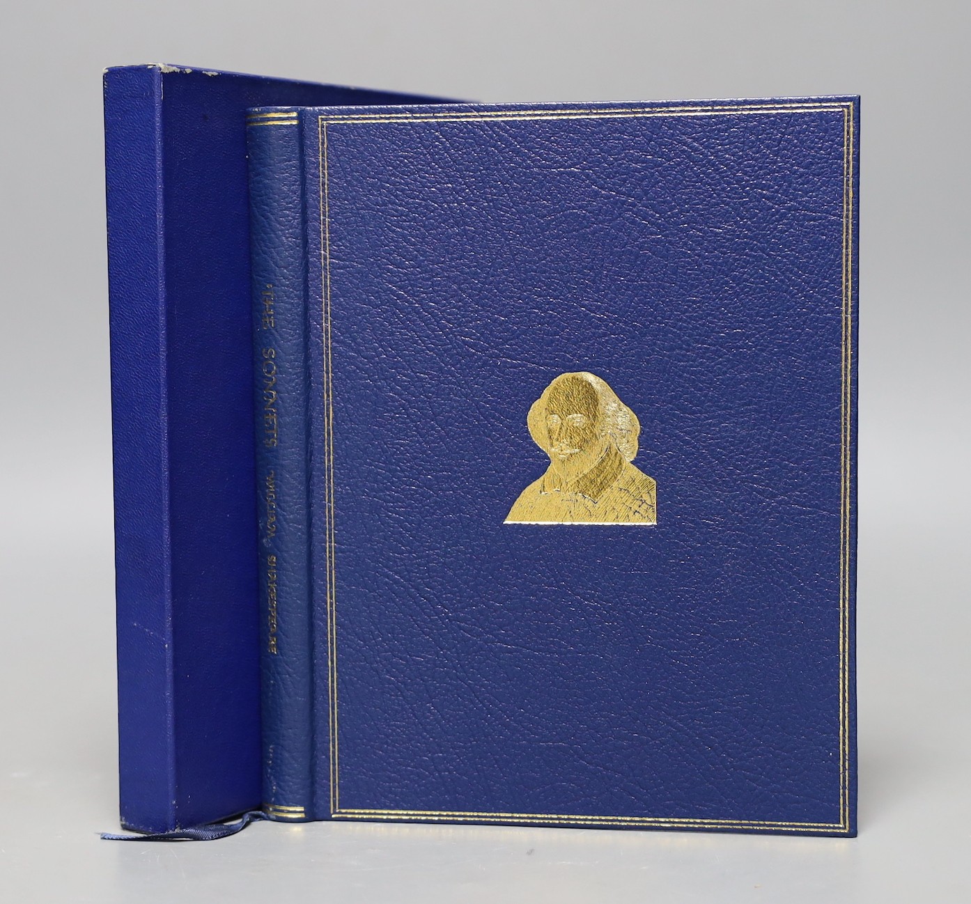 Shakespeare, William - The Royal Shakespeare Theatre Edition of The Sonnets of William Shakespeare, blue morocco gilt, biro inscription to front fly leaf, Shepheard-Welwyn, London, 1975, in slip case, together with a let
